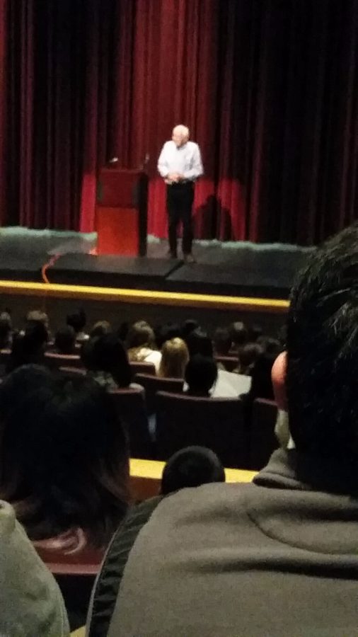 Holocaust survivor Peter Daniels talks to Greeley West students in the auditorium on Tuesday May 3.  