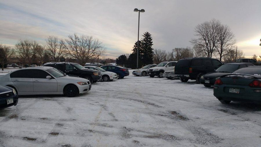 Greeley West cars parked in the north lot seal off the roadway.  Those cars faced potential towing on Monday.
