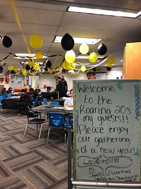 Mr. Troy Jarrells class decorated his room to prepare for Fridays 1920s party. 
