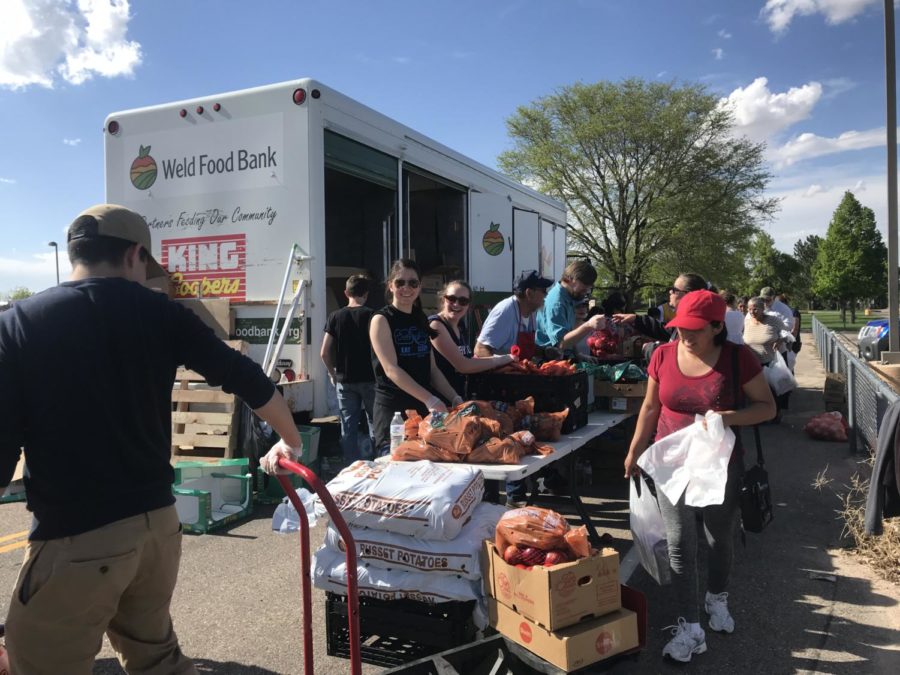 The Greeley West Key Club partnered with the Weld County Food Bank to distribute food at school last week. 