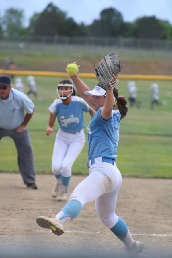 Kyra Grauberger delivers a pitch on Thursday at Northridge High School 