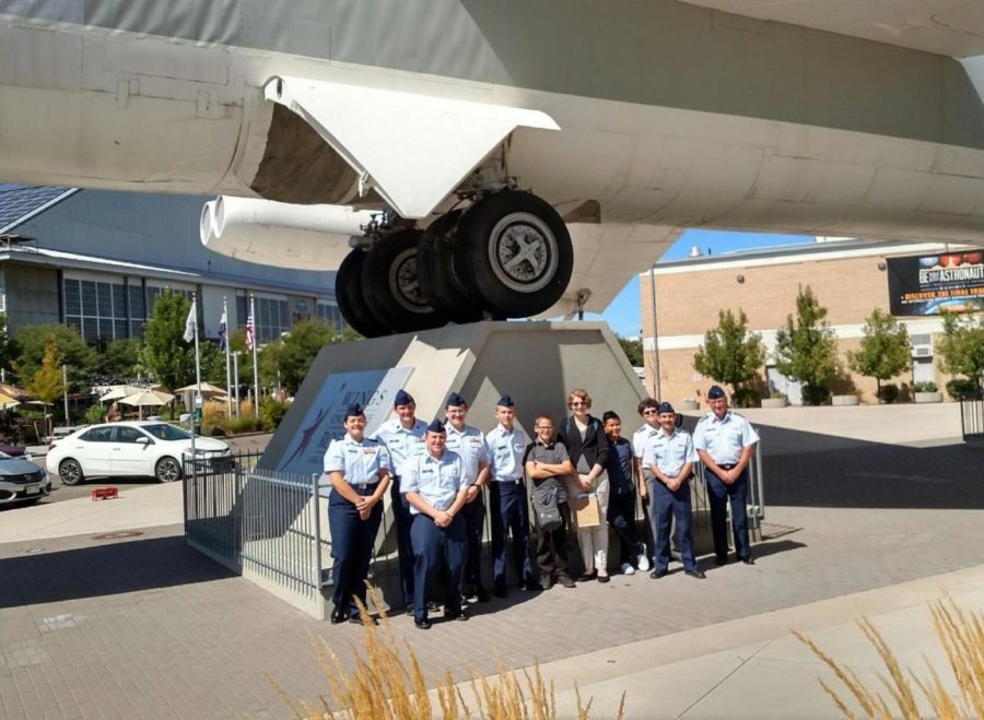 Greeley squadron members pose for a picture on a tour of airbases and aircraft museums.