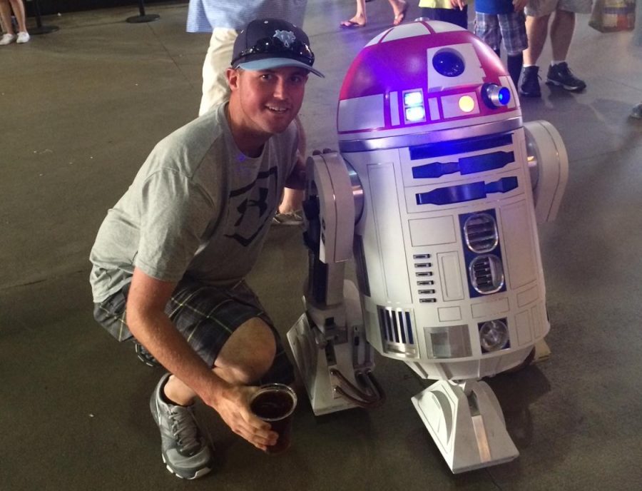 Mr. Jeff Cranson poses for a picture with R2D2.