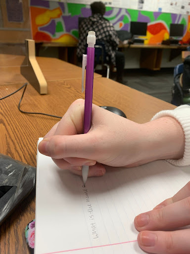 A mechanical pencil, put to work at Greeley West High School this past week.