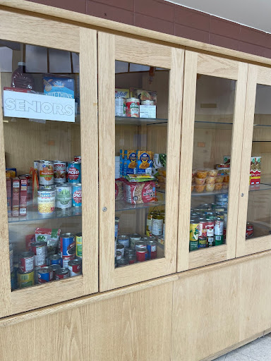 Food collected by the student body is on display in the commons.  West is about half-way to its goal with a week remaining.  