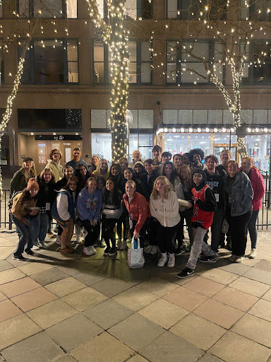 Greeley West Thespians pose for a picture on the 16th Street Mall.
