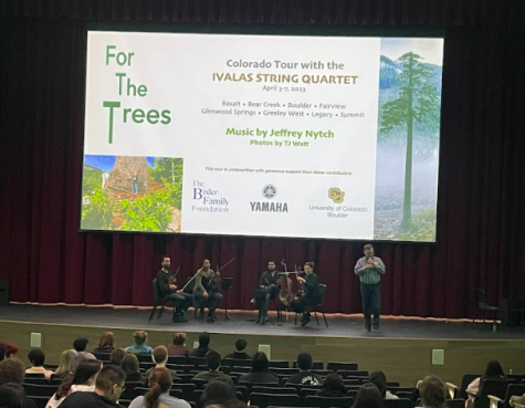 For the Trees was played in the Greeley West auditorium as part of a Colorado tour for the Ivalas String Quartet.