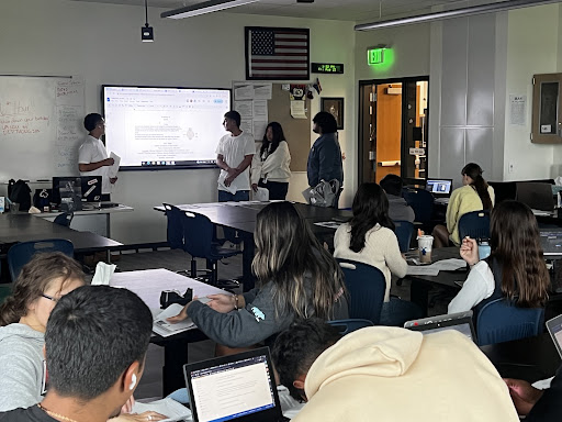 Greeley West Sports and Exercise Health Science students present their discoveries during class on Friday.  Offered for the first time, Mr. Ryan Pace hopes to turn this into a popular IB science class next yeaer. 
