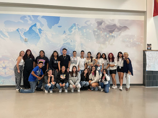 The Ballet Folklorico club takes a photo.  Hopefully, theyll get to dancing soon and we can get a picture of that.