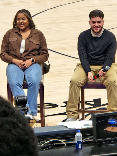 Zanayah Shanks and me present to AVID students at Ball Arena last week.  Special shout out to Lesley Sanchez at Greeley Central for getting me this picture.