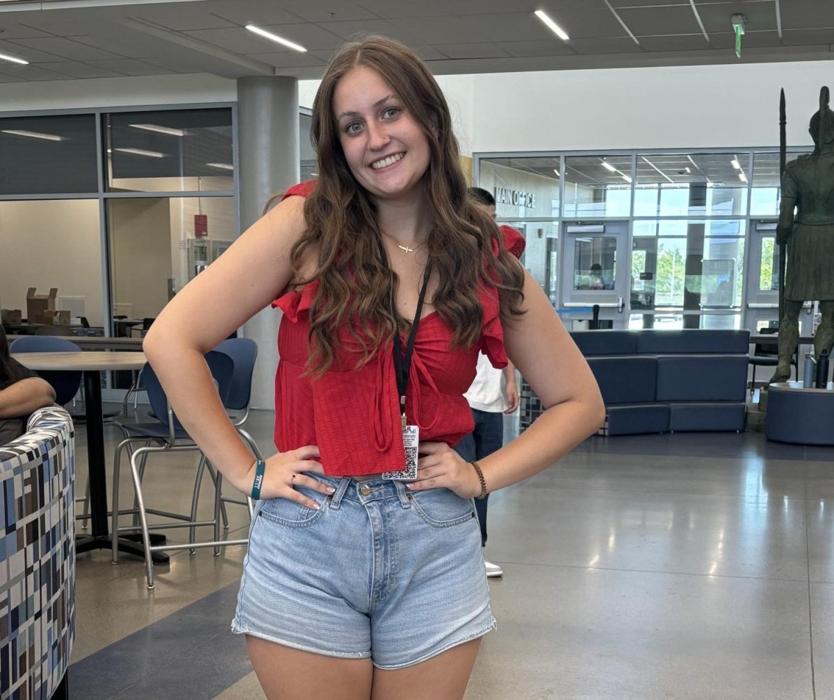 Senior Maddie Vella shows off her first-day outfit on Monday.  