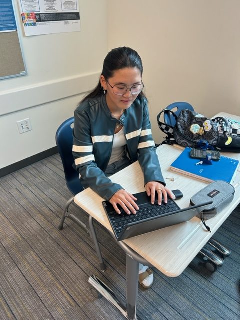 Elisa Toraldo works in her IB English class on Monday afternoon.