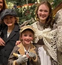 Sophomore Jane Swisher, right, is a Greeley West thespian who is currently a part of the Scrooged: The Music at the Candlelight Dinner Theater.  Her siblings Peter, left, and Adam have joined her.  