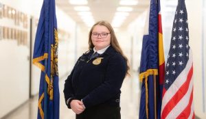 Anastasia Rodriguez poses for her official FFA picture.  Rodriguez won the Daniel's Fund, in part for her work as an ag student at Greeley West.