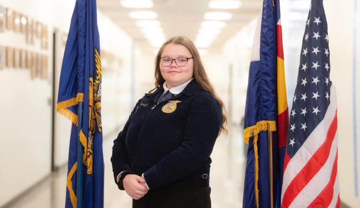 Anastasia Rodriguez poses for her official FFA picture.  Rodriguez won the Daniel's Fund, in part for her work as an ag student at Greeley West.
