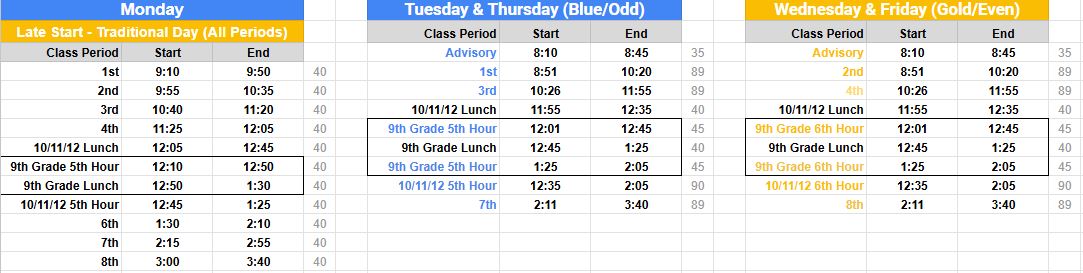 Next year's schedule.