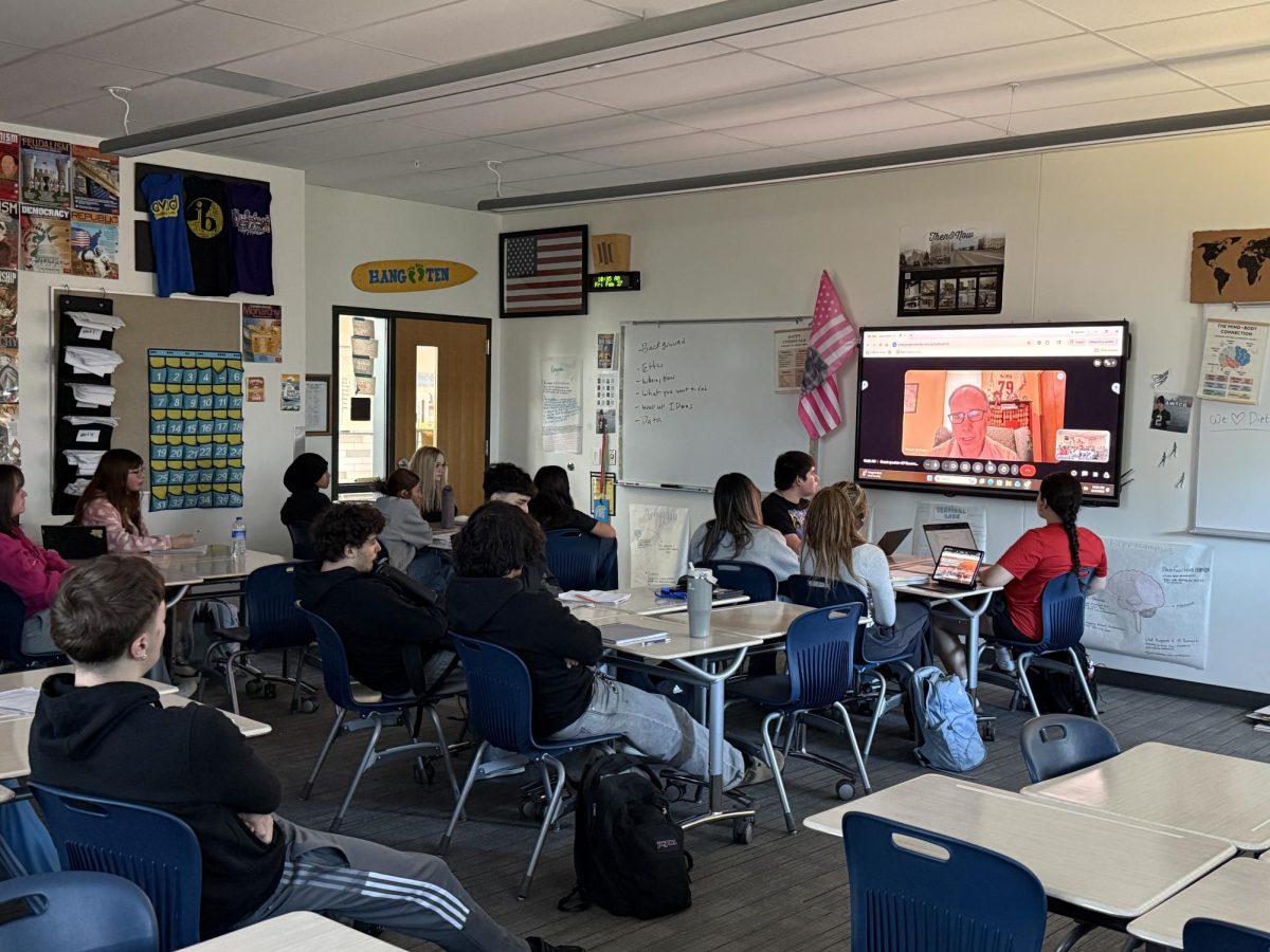 Greeley West's AP Government class participated in a Zoom call last Friday.